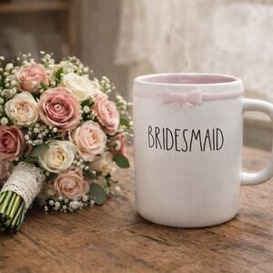 Rae Dunn Bridesmaid Mug Pink Bow Wedding Bridal Party Gift